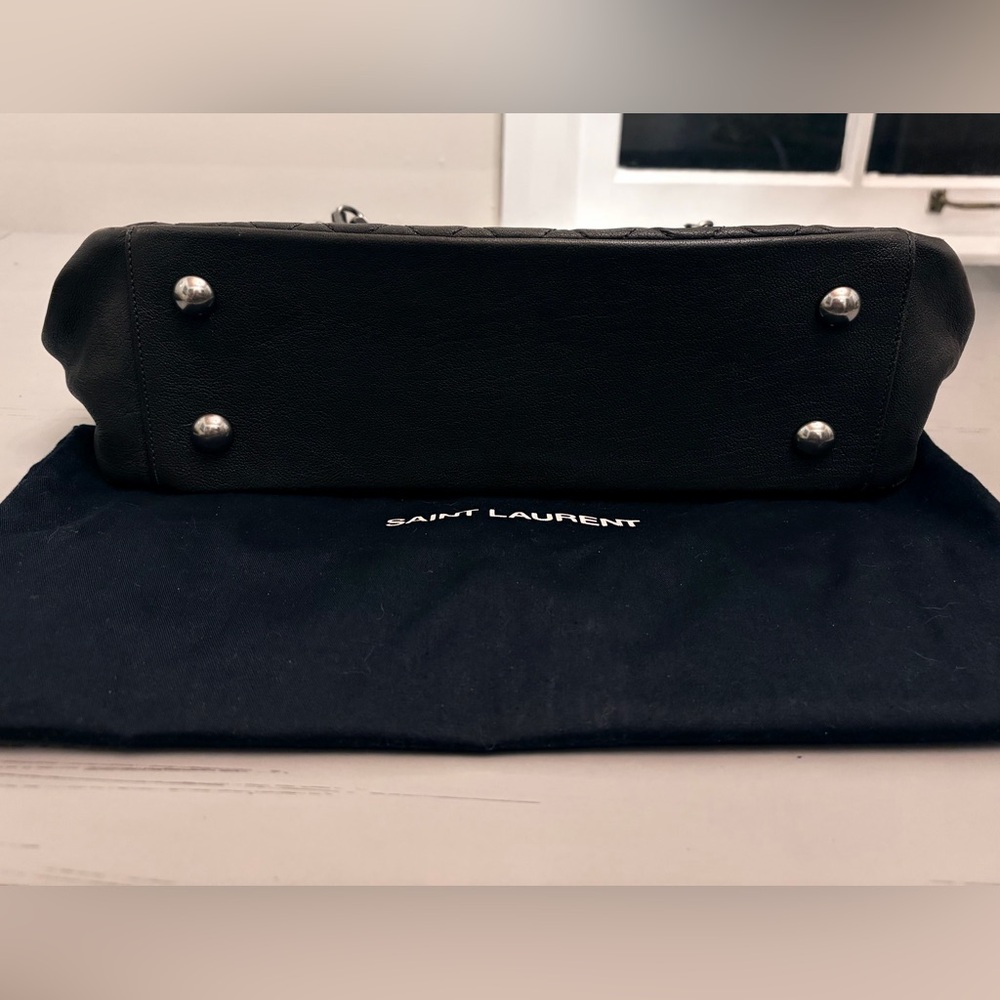 YSL Leather Bag Monogram College Flap Quilted w/ Chain - Picture 8 of 16